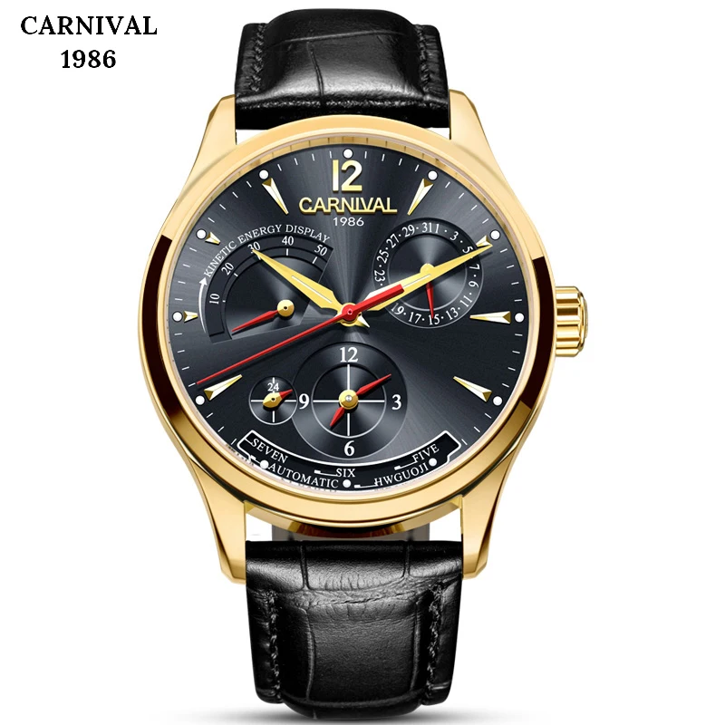 CARNIVAL Kinetic Energy Display мужские часы топ-бренд Роскошные автоматические механические