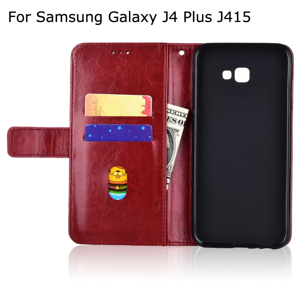 Кожаный чехол-книжка для samsung Galaxy J4+ J6+ J415F J610, чехол-кошелек с цветочным рисунком для samsung J4 J6 Plus, чехол из ТПУ