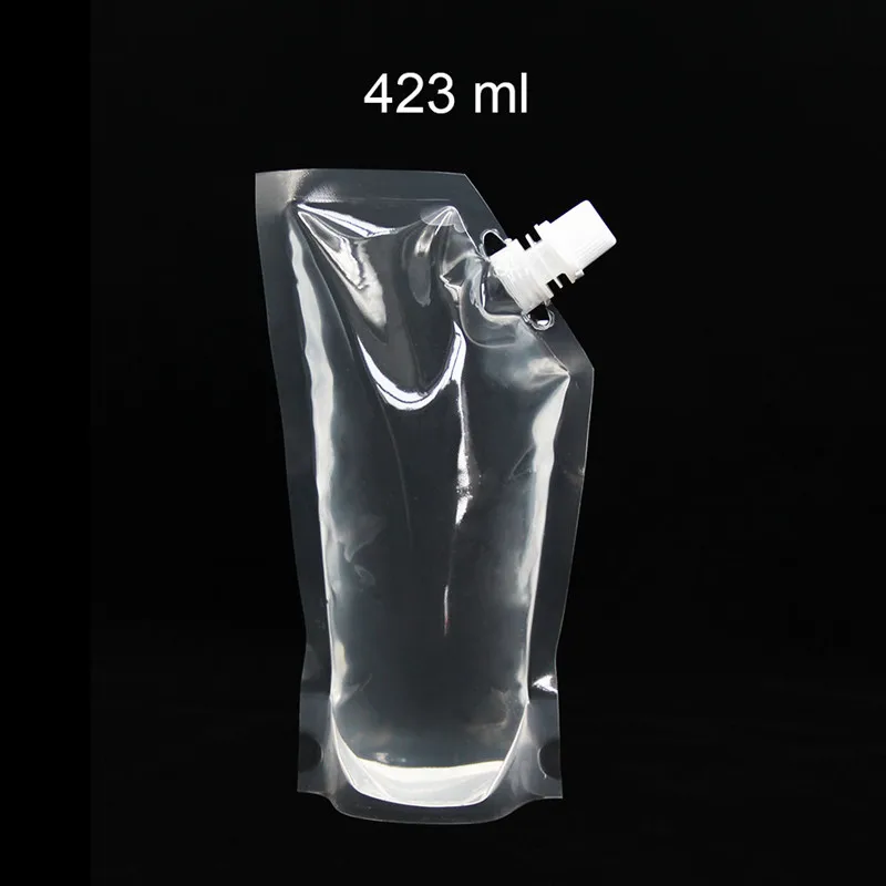 423ml 4/1 шт прозрачный пластмассовый мешочек для сока, вина, молока, кофе, жидких напитков, кетчуп, сумки для хранения пищевых материалов, колбы, BPA воронка - Цвет: 423ml