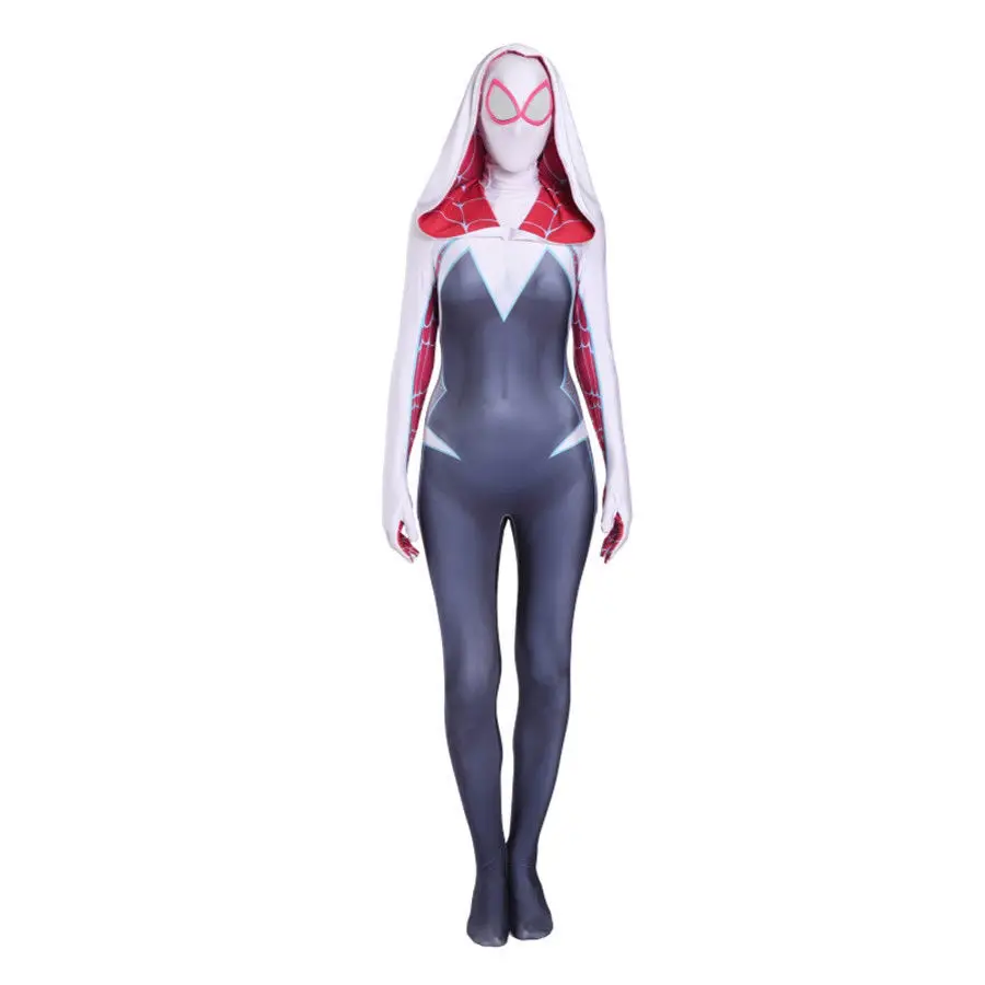 Костюмы на Хэллоуин для женщин super hero паук Гвен gwen stacy костюм Маска косплея