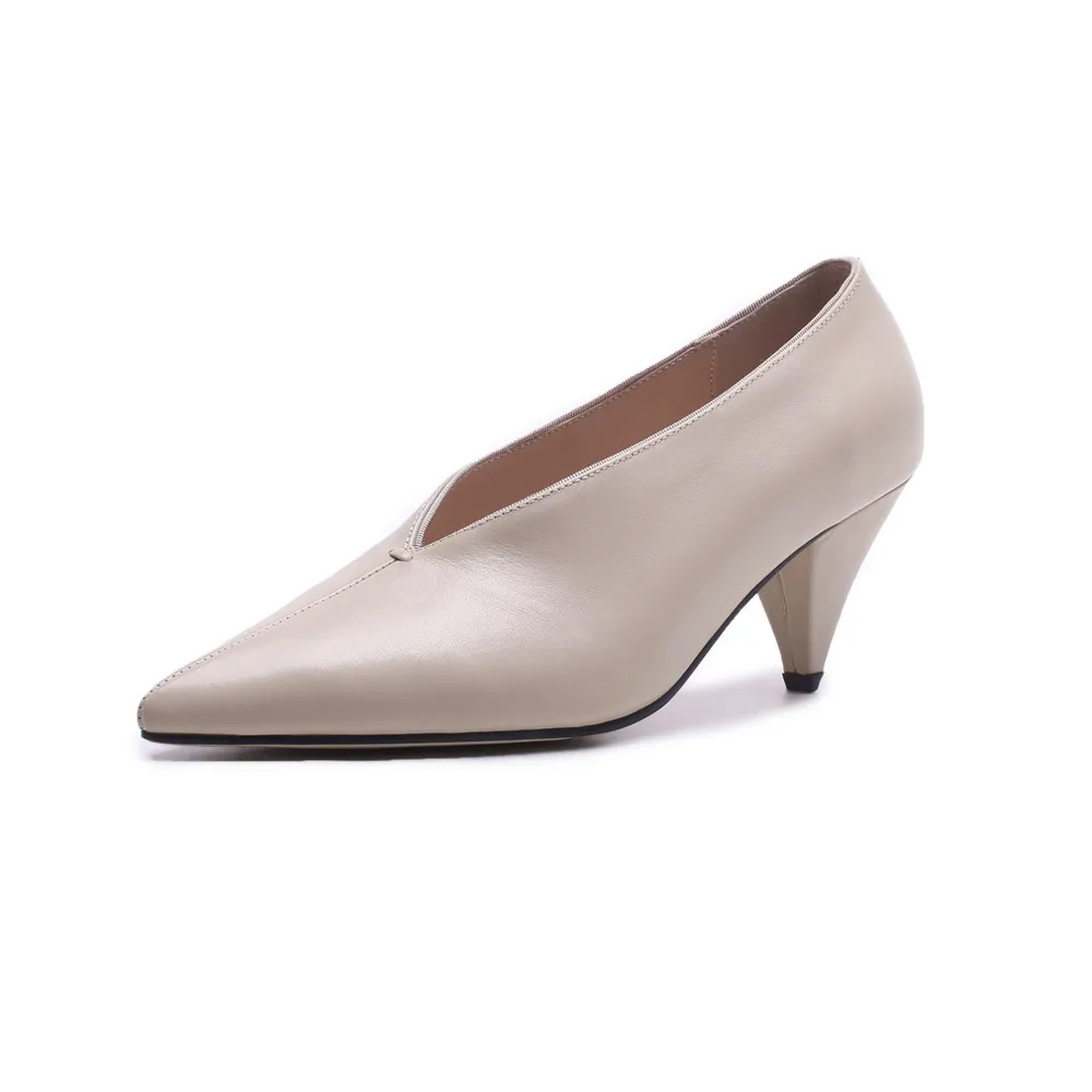 Туфли лодочки женские из натуральной кожи с острым носком|Женские туфли| |