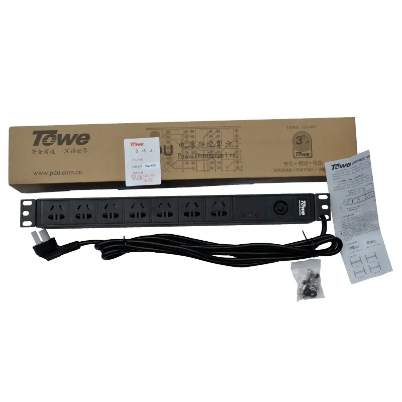 TOWE блок распределения питания шкаф розетка SPD PDUs EN10/G708PS 10A 7 способов GB1002 19 дюймов мощность полосы