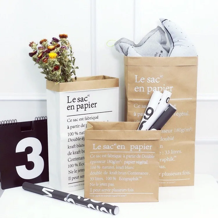 Большой пакет из крафт бумаги в стиле Ins ваза с растениями и цветами игрушки