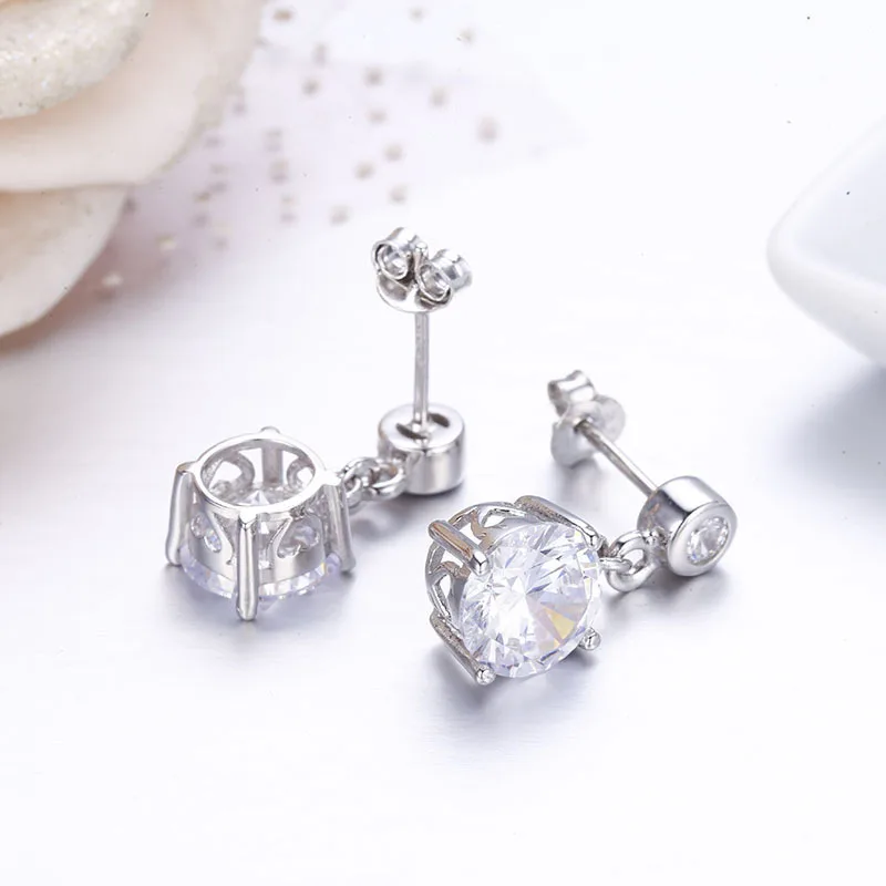 Серьги подвески из серебра 925 пробы с фианитами|Серьги-подвески| |