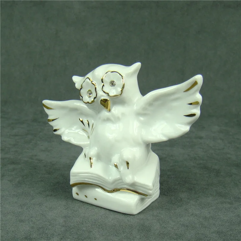 Porcelain Doctor Owl Figurine Creative Ceramics Magician Hooter Sculpture Decor Craftworks Embellishment Present Accessories | Дом и сад