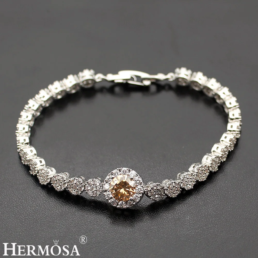 Hermosa ювелирные изделия бриллиантовые браслеты серебряного цвета Morganite 7 дюймов 17