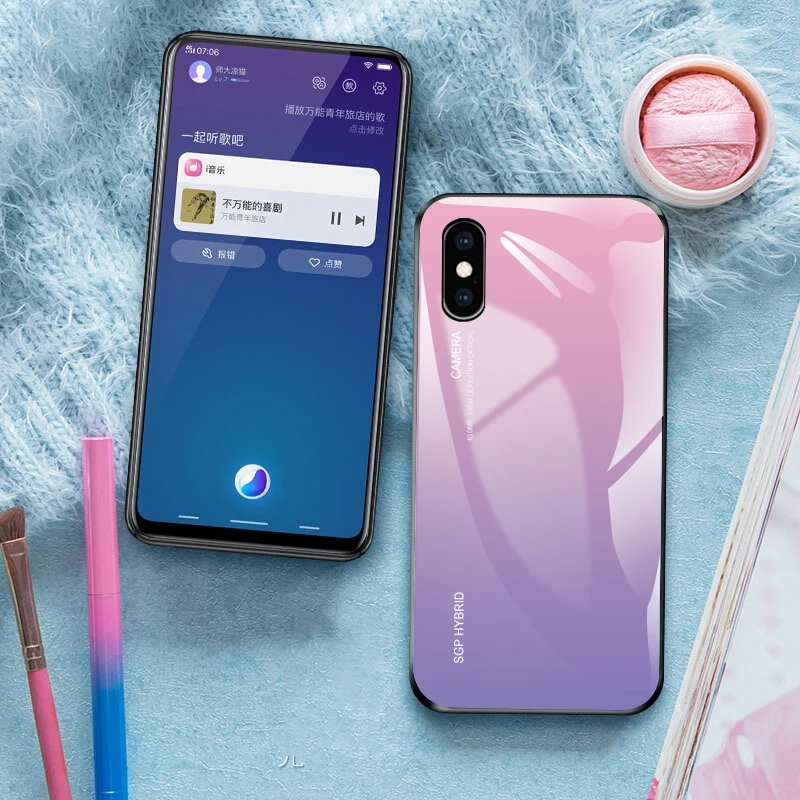 Для Huawei Honor 20 7A 7C Pro 8 9 10 Lite 8X 7X чехол градиентное закаленное стекло Силиконовая