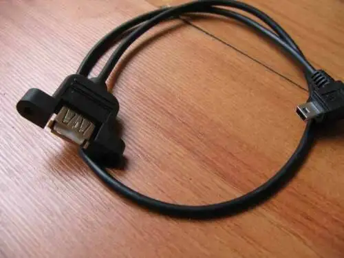 USB 2 0 A женский винт Панель Крепление к мини usb 5 pin 90 градусов кабель|Кабели для