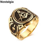 nostalgia gothic masonic ring men freemasons gold rings for women freemasonry dropshipping 2018