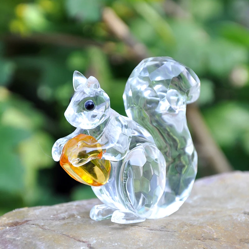 

H&D 1.9inch Crystal Animals Squirrel Collectible Figurine Paperweight Table Centerpiece Ornament