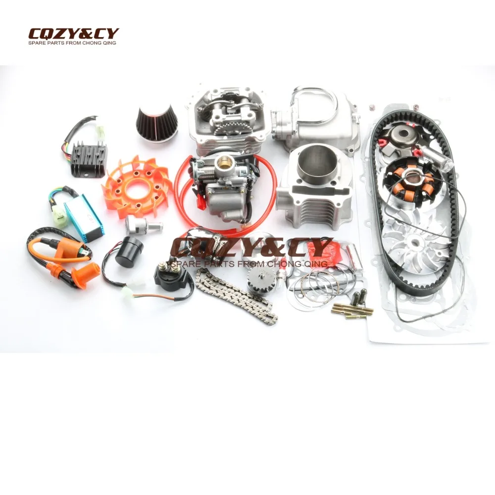 180cc EGR большой диаметр комплект и 61 мм Головка цилиндра и A11 CAM& Spark plug& Coil конденсаторное зажигание с кабелем для скутеры вездеходы ATV 150cc GY6 157QMJ мотор