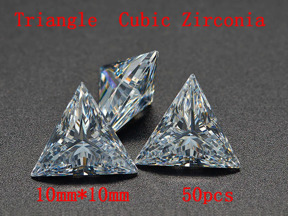 

MRHUANG SHINE!Grade AAA Crystal Clear CZ Cubic Triangle 10*10MM 50pcs/pack Zirconia Stone DIY Beads For Jewelry Finding Hot!