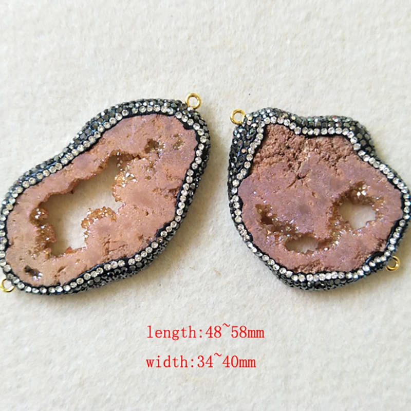 Коннектор geode Druzy из натурального агата 5 шт. украшенный кристаллами ручной работы