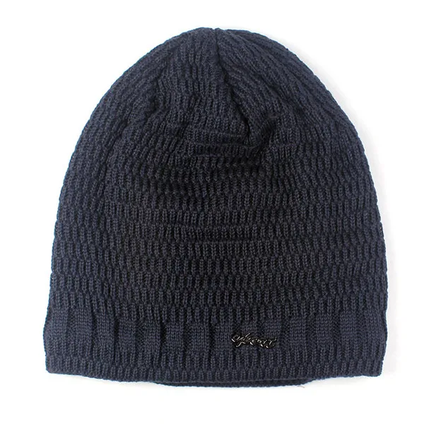 navy Xthree, зимняя шапка, мужские вязаные шапочки, теплые шапочки, шапки, мешковатые, брендовые, плотные, меховые, Зимние головные уборы для мужчин и женщин, шерстяные, Skullies - Цвет: navy