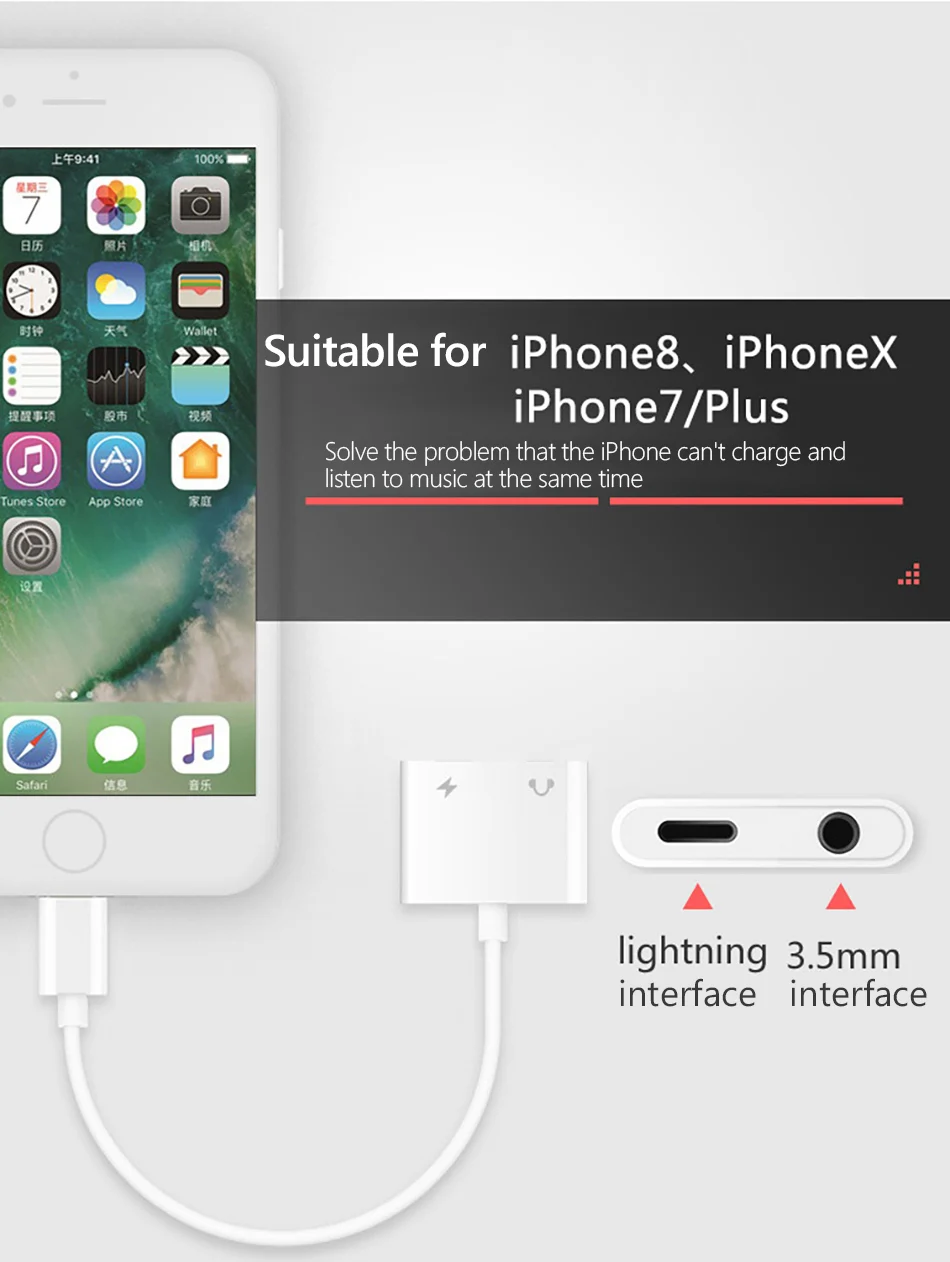 Адаптер для наушников ACCEZZ 2 в 1 для iPhone X 7 8 Plus XS MAX адаптер для освещения 3,5 мм аудио кабель для зарядки наушников адаптеры