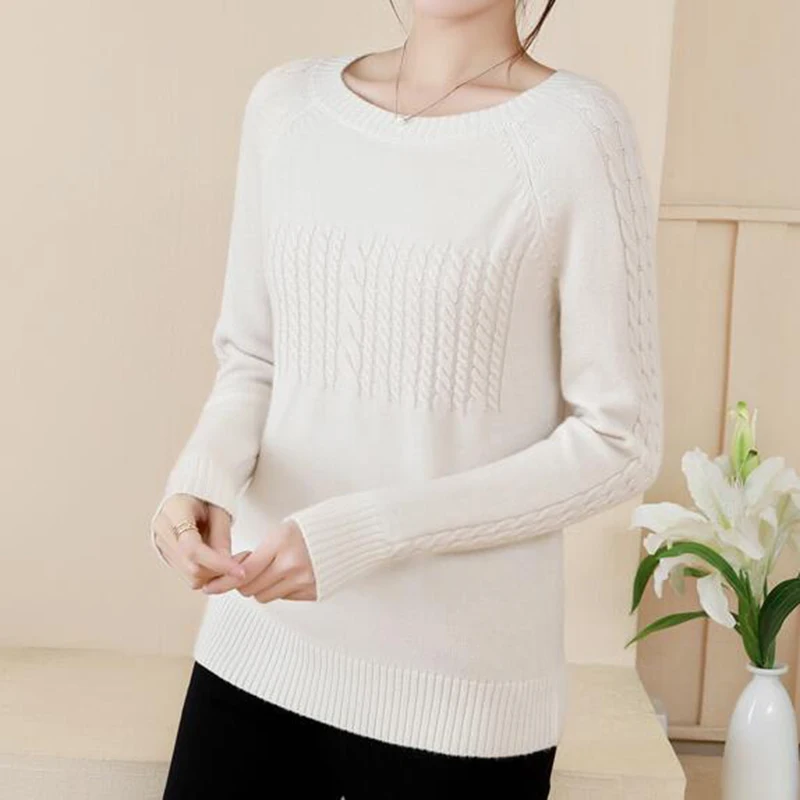 Женский свитер пуловер новинка 2018 года корейские однотонные топы с круглым