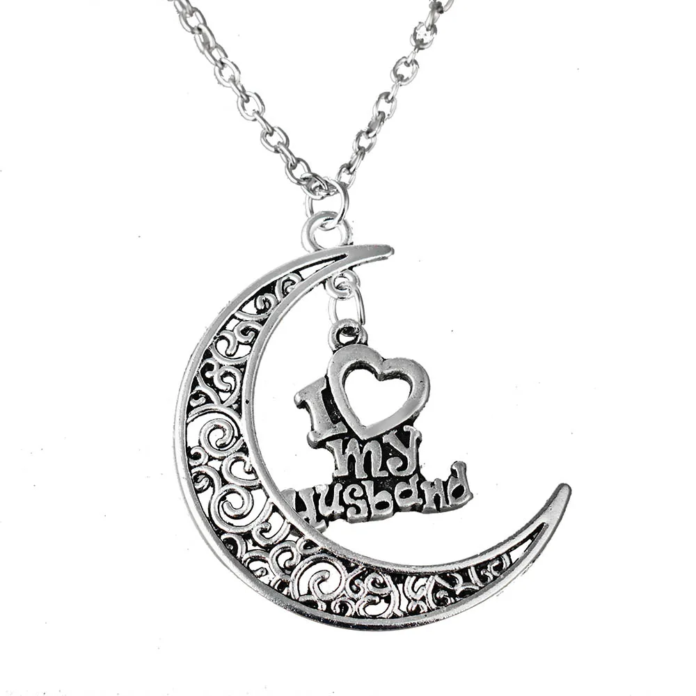 Семейная серия Женские Ювелирные изделия подарок I Love My Wife Mother Sister Moon резная