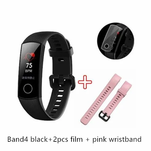 blac-films-pink str Умный Браслет huawei Honor Band 4 с пультом дистанционного управления для камеры, цветной Amoled 0,9" сенсорный экран для плавания - Цвет: blac-films-pink str