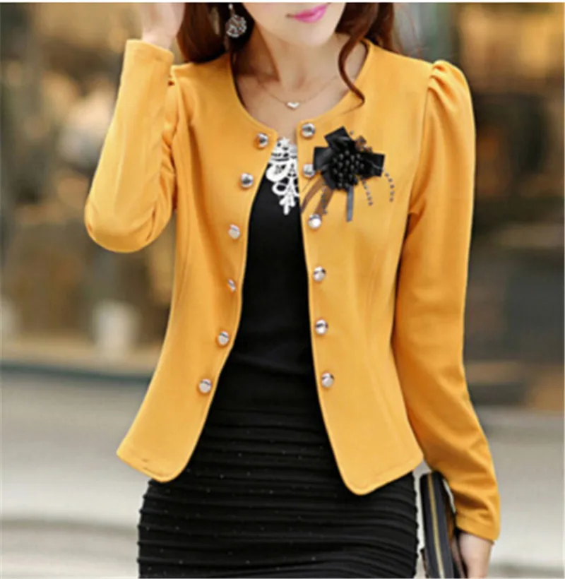 Новинка 2016 Модный Тонкий Блейзер костюм одежды яркие цвета короткий дизайн