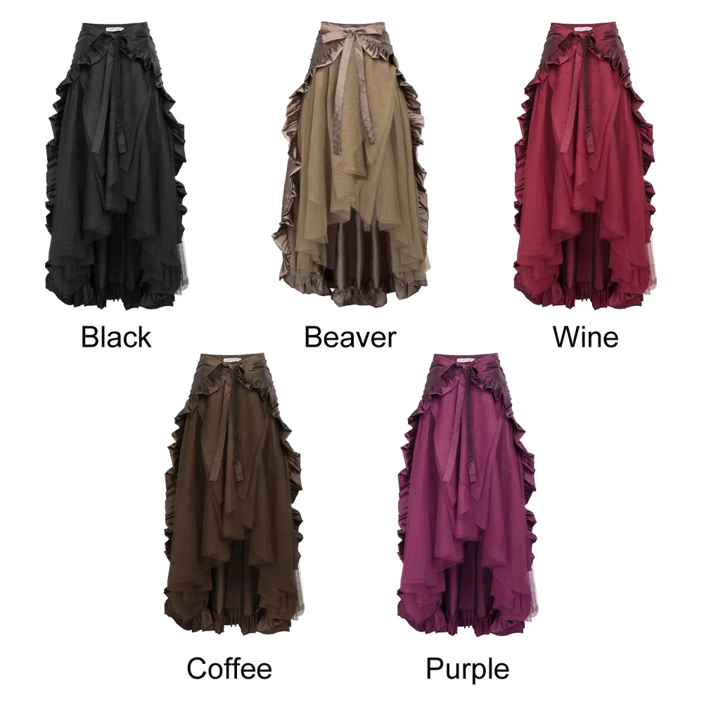 Женская винтажная юбка на шнуровке макси-юбка с рюшами в викторианском стиле