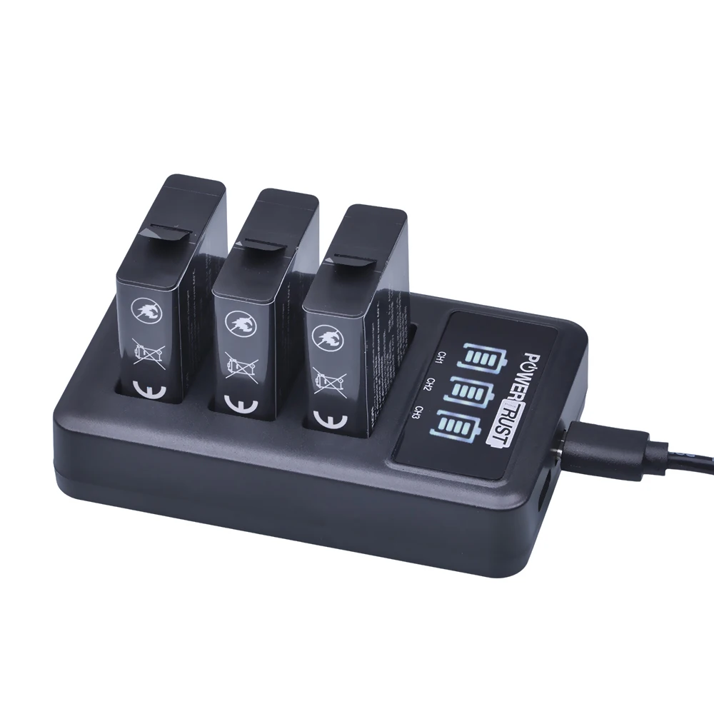 Зарядное устройство со светодиодной подсветкой и USB портом Type C для экшн камеры