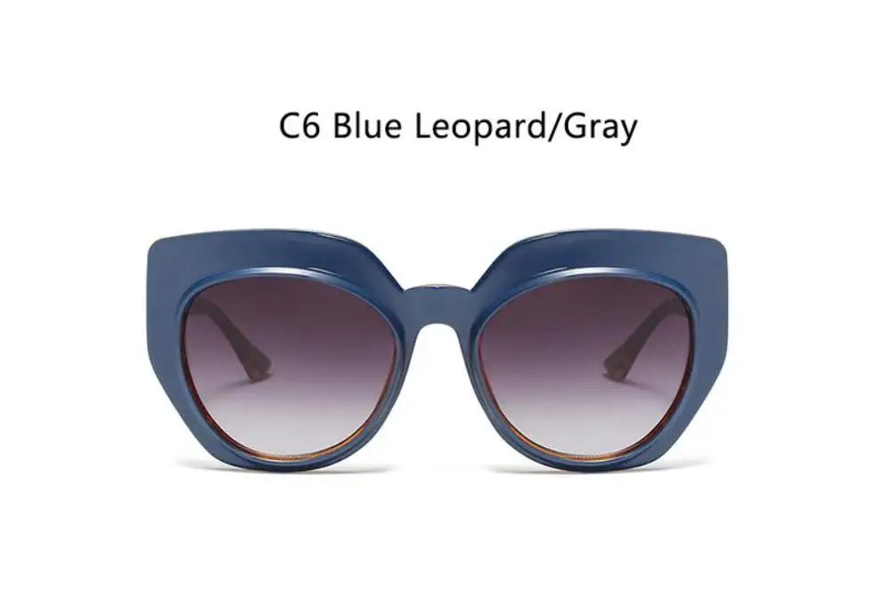 C6 blue leopard Летние прозрачные женские очки Новое поступление трендовые большие леопардовые очки модные брендовые Роскошные Оттенки для женщин - Цвет линз: C6 blue leopard