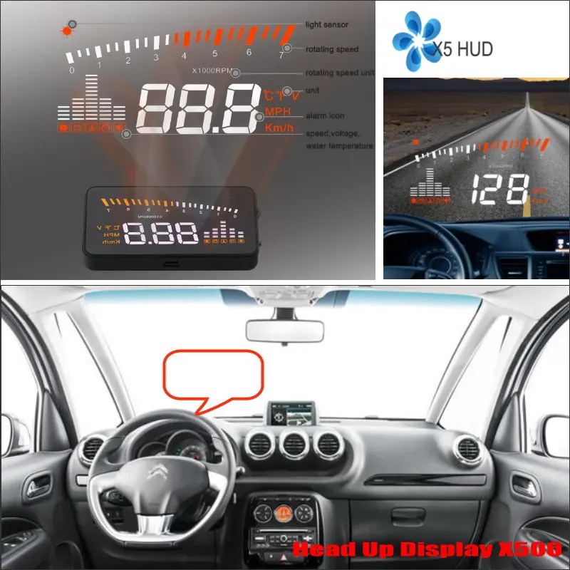 Car HUD Head Up Display For Citroen C3/C5/C6 2015 2016 Auto Accessories Safe Driving Screen Plug And Play OBD/OBD2 Film