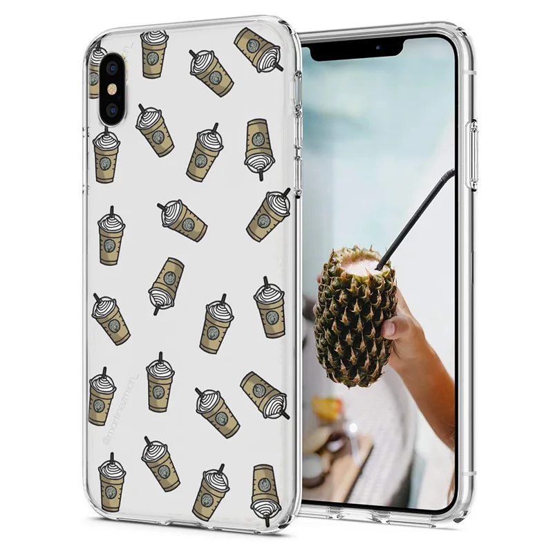 Мягкий чехол для телефона iPhone X XS XR чехлы из ТПУ цветной с рисунком пиццы арбуза