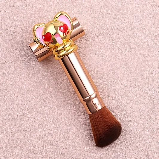 Милый Cardcaptor Sakura кисти для макияжа выдвижной портативный косметический порошок основа для макияжа Румяна Кисти инструменты для макияжа - Handle Color: gold brown hair