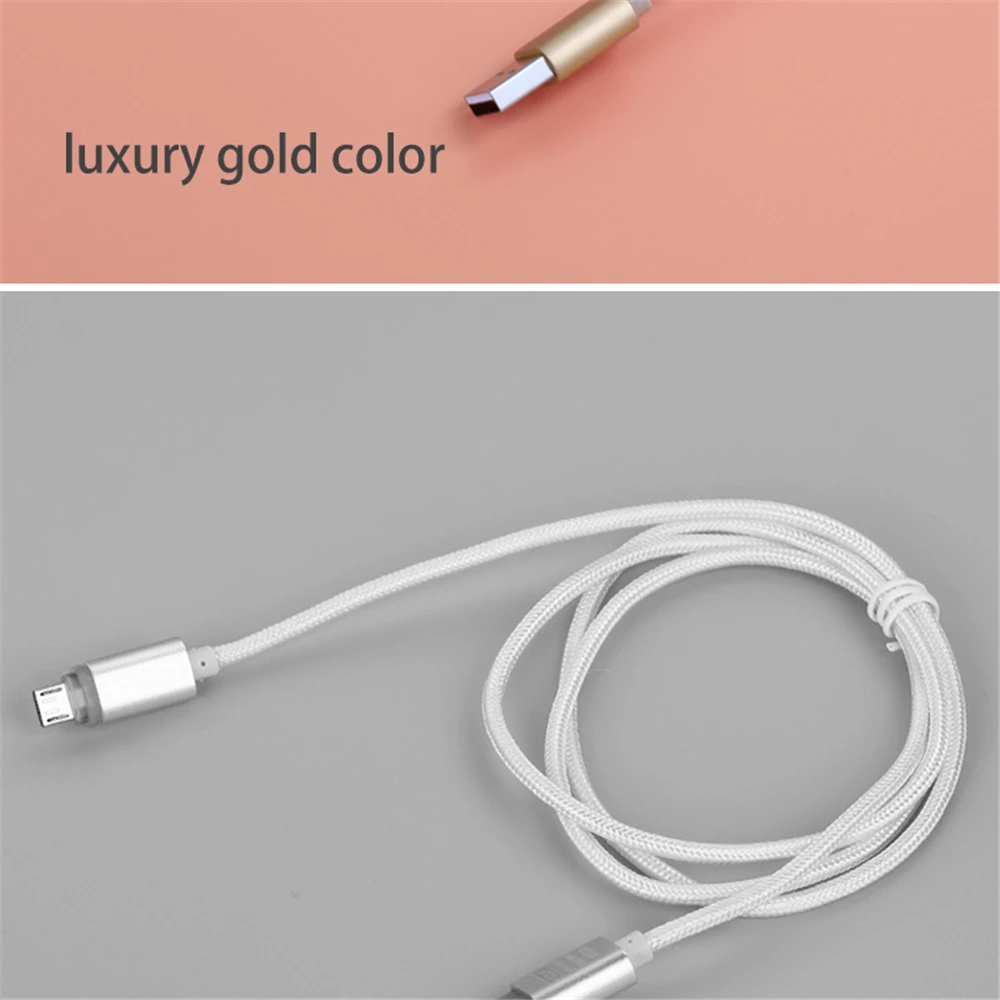 Golf 1 м металлический Плетеный умный светодиодный Micro USB кабель для синхронизации данных и быстрой зарядки для samsung S4 S6 S7 LG G3 G4 V10 Android кабели для зарядки