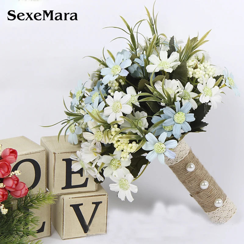 SexeMara Свадебный букет ручной работы искусственный цветок Роза buque casamento Свадебный букет для свадебного украшения ramos de novia