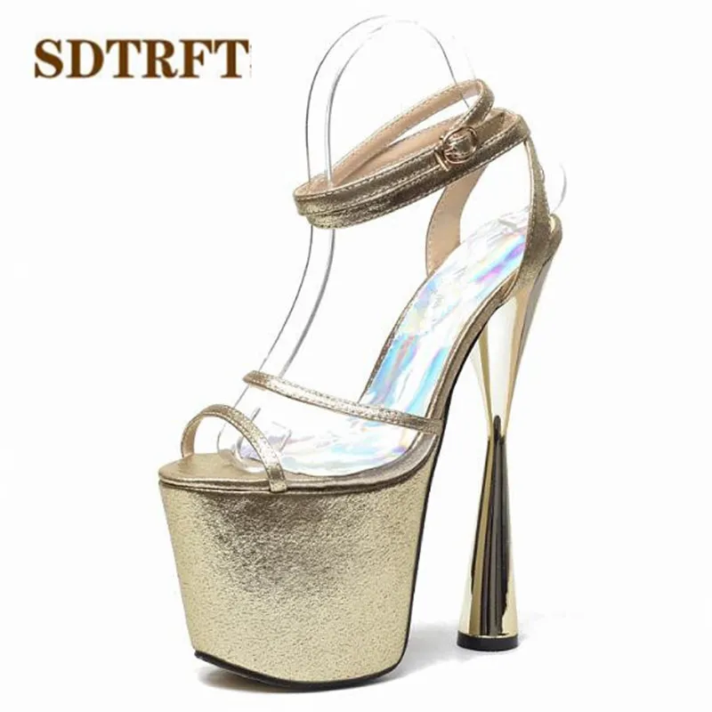Летние женские туфли SDTRFT с открытым носком на тонком каблуке 20 см сандалии