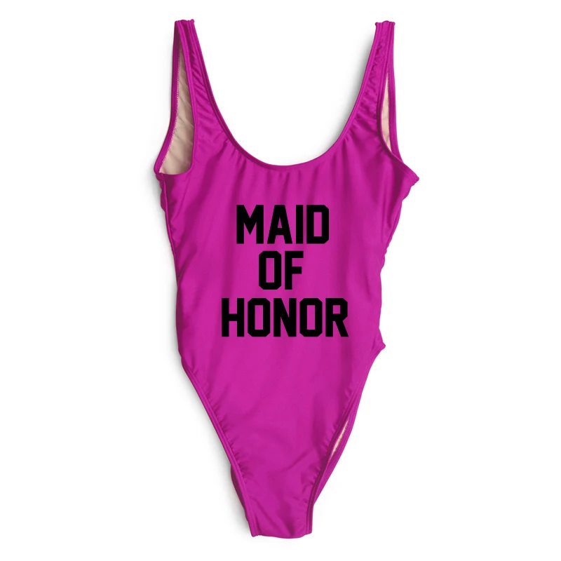 Новинка 2020 женский слитный купальник с надписью MAID OF HONOR летняя пляжная одежда