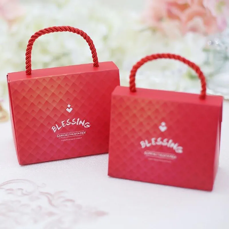 Red AVEBIEN искренне blessding Baby Shower коробка конфет минималистичный Стиль Свадебные украшения и подарочная сумка для гостей 50 шт - Цвет: Red