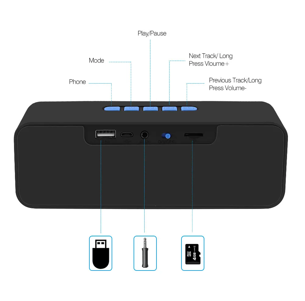 Портативная Bluetooth Колонка HENZIN беспроводная стерео колонка FM радио USB AUX TF карта