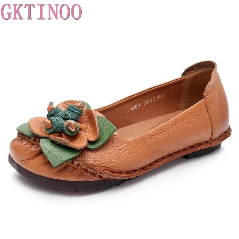 GKTINOO/модные однотонные туфли на плоской подошве с круглым носком и цветочным