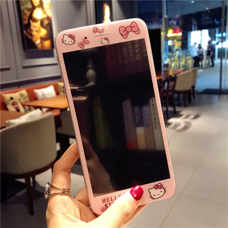 Для iPhone 8 Plus bling KT Чехол + пленка из закаленного стекла милый мягкий чехол hello kitty