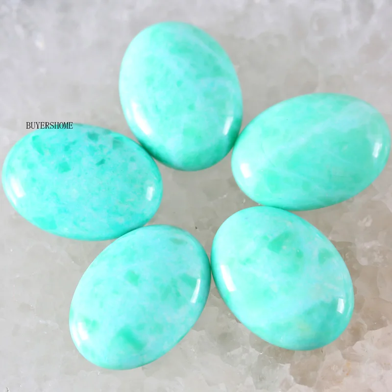 Green Amazonite 18x25 мм овальный кабошон натуральный камень бусины Кристалл оникс опал Lapis 5 шт. для изготовления ювелирных изделий ожерелье кулон браслет серьги - Цвет: Green Amazonite