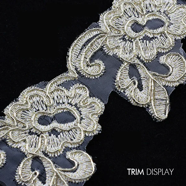 Gold Embroidered Metallic Lace Applique Fabric Ribbon Decorated Venise Embellishment Sewing Accessories for Craft 10yard/T844 | Дом и сад