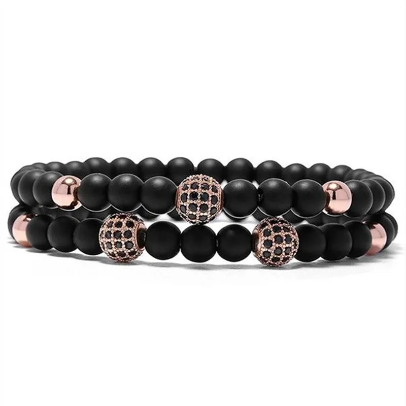 YIZIZAI Новая мода черный матовый камень ювелирные изделия стрейч женщин и мужчин