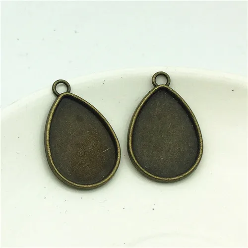 antique bronze Слеза морского сплава 10 шт./партия буксировочные цвета капли воды форма камея из кабошона Установка основания 21*32 мм(подходит 18*25 мм) Подставка для кабошона AXDT113 - Цвет: antique bronze