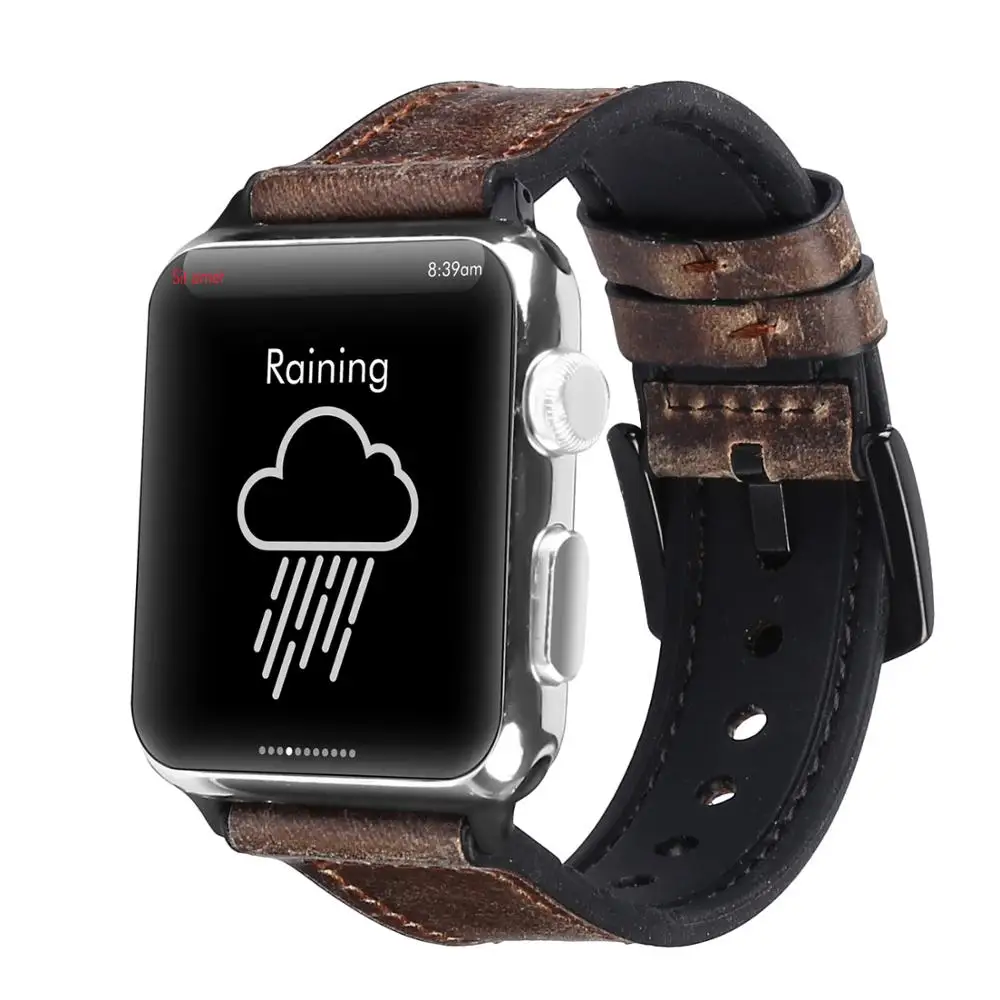 Модный силиконовый кожаный ремешок для Apple watch series 4/3/2/1 42mm3 8/44/40 мужчин и женщин