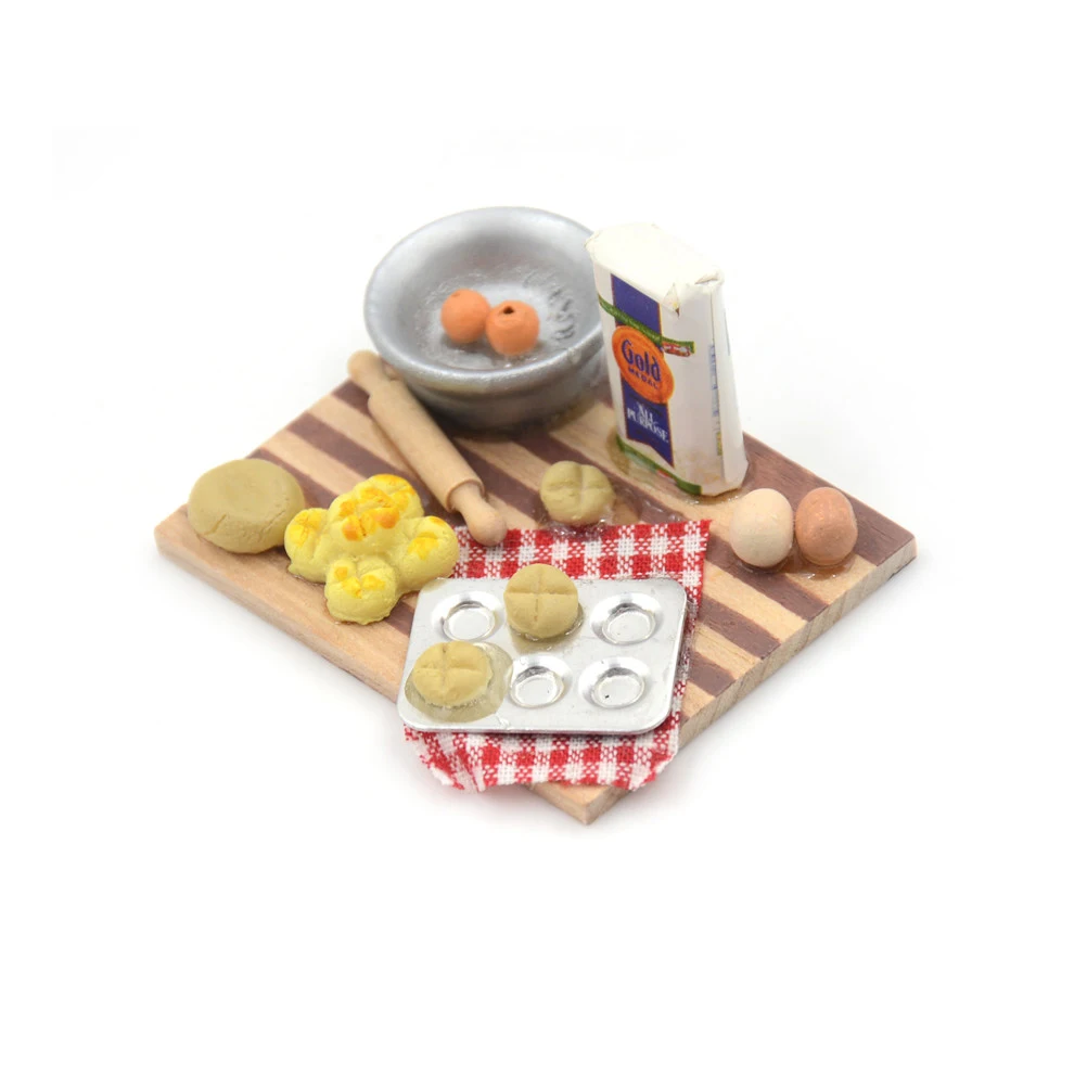 

Kitchen Food Eggs Milk Bread Play Kitchen Toys Creative For new Gifts food cooking board Dollhouse Miniature