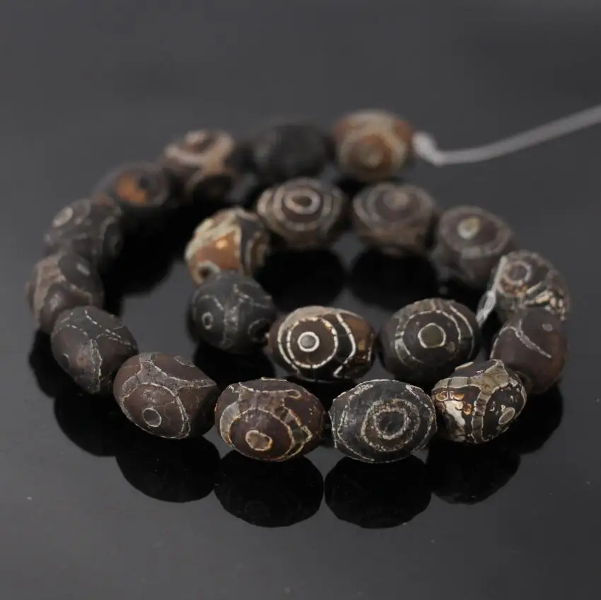 

2Strands/lot 12x16mm Old Tibetan 3-Eye Dzi Crack Oval/Rice Beads,Natural Stone Tibetan Agates Beads Wholesale Jewelry Making