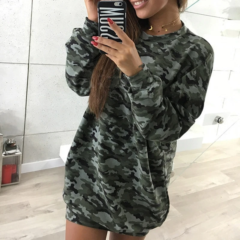 1 шт. модная Осенняя Женская толстовка из полиэстера с длинными рукавами мини