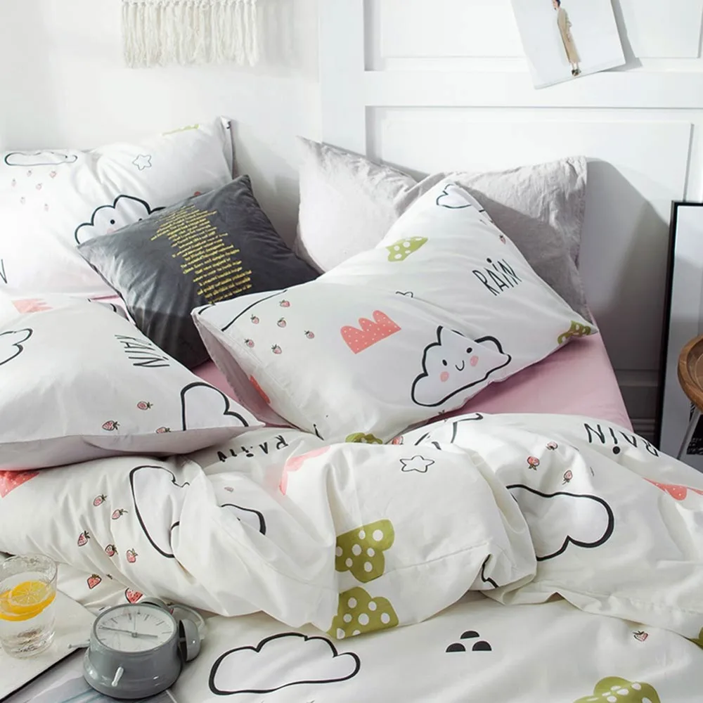 Комплекты постельного белья в мультяшном стиле с принтом PAPA &amp MIMA облака и