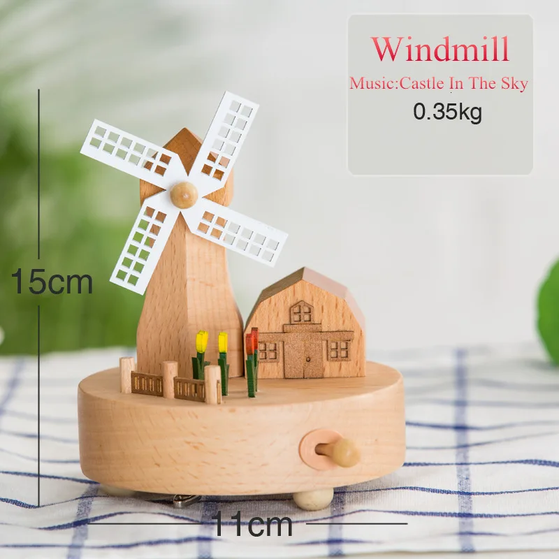 Windmill 14 Тип деревянная музыкальная шкатулка креативный подарок для детей музыкальное колесо обозрения карусель коробки коробок Navidad украшения для дома - Цвет: Windmill