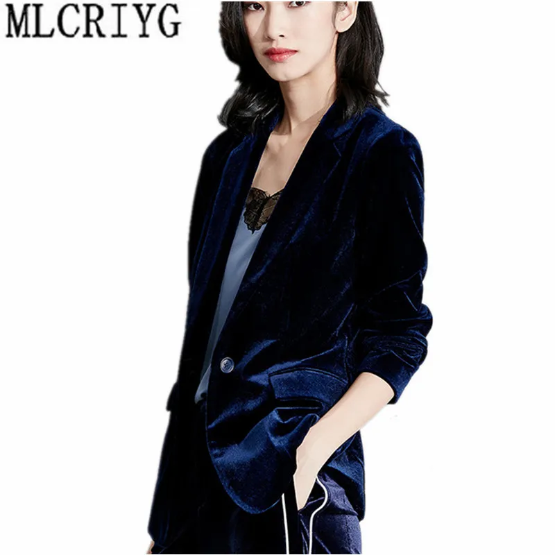 Женский бархатный блейзер с длинным рукавом весна осень 2019|blazer women blazers|velvet blazer