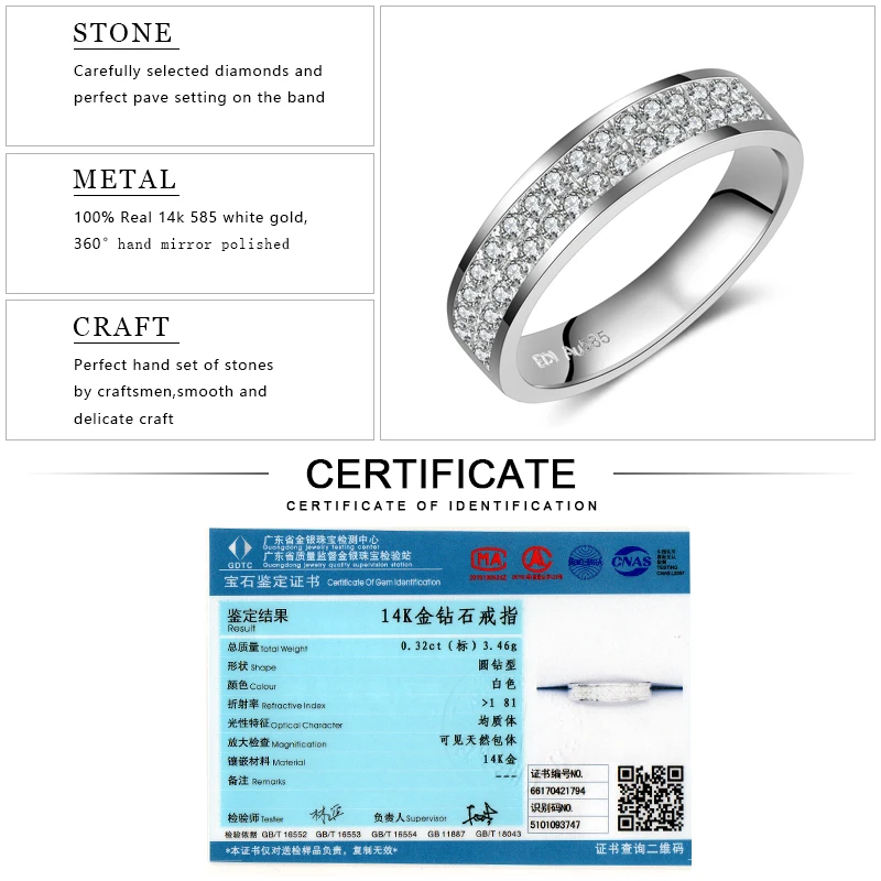 EDI Classic 0 32 cttw круглая огранка H/SI натуральное бриллиантовое кольцо 14k 585 белый