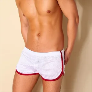 Шорты-боксеры мужские сетчатые, прозрачные, быстросохнущие, воздухопроницаемые, для спорта и молодежи, пляжные короткие пижамы, лето